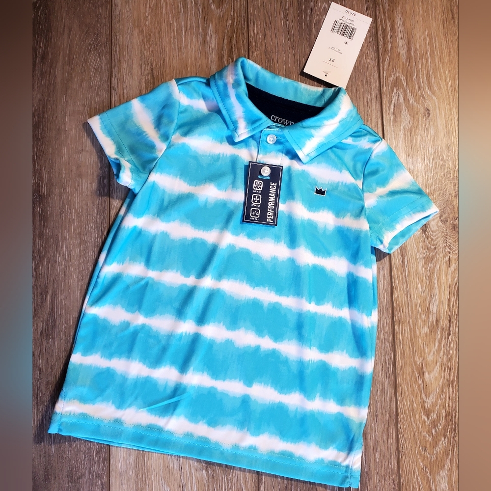 Crown & Ivy Kids Blue Tie-Dye Performanc Polo Shirt Size 2T